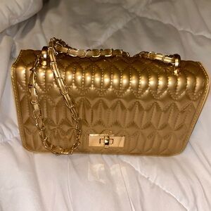 Gold Double Strap Shoulder/Hand Bag